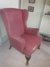 Fauteuil vintage oreilles à restaurer structure en bois état excellent