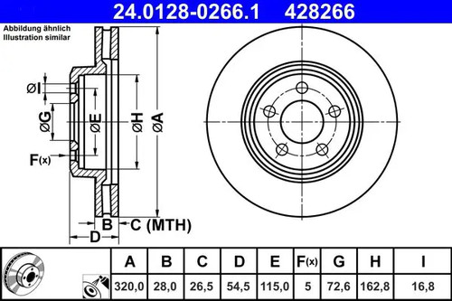 Disque frein ventilé - 2x, de