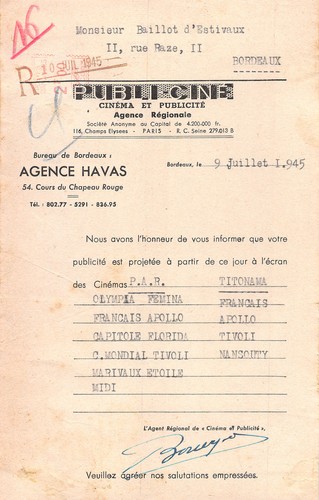 1945 cinema publicite publi - 1945,