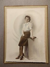 Vintage large photo - beautiful woman colored studio portrait
