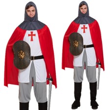 Adulte Hommes Chevalier st George Médiéval Anglais Croisé Costume Déguisement