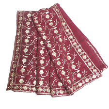 Tissu drapé sari de couture rose brodé sari indien de 5 ans