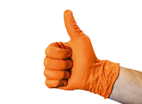 Gants nitrile orange - , texture