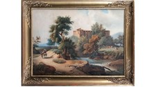 Tableau du XIXe siècle École Allemande - Paysage d'Italie 