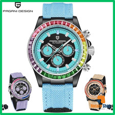 ✅ Montre Homme PAGANI  40mm Automatique Chronographe Lunette Arc-en-Ciel Saphir