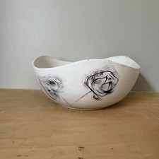 Saladier Design Estampillé Faïence de Niderviller Effet Mat Modèle Rose-Noire