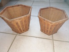 2 Cache Pot Osier Vintage