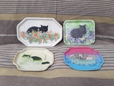 Vintage PLATEAU TOLE METAL CHAT Melamine Mi England Ancien Deco Mug Thé Theiere