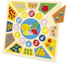 horloge éducative en bois - 24 pièces à encastrer - enfant dès 3 ans - Ulysse