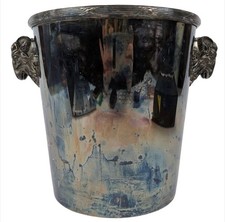 CHRISTOFLE Seau à champagne en métal argenté, anses en forme de tetes de béliers