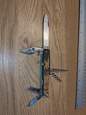 Rare COUTEAU VERITABLE ISSARD Manche Bois  ANCIEN 6 FONCTIONS TIRE BOUCHON 