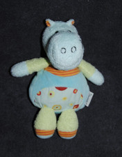 ?Peluche Doudou Hippopotame STERNTALER Bleu Vert Hochet Grelot 19 Cm TTBE