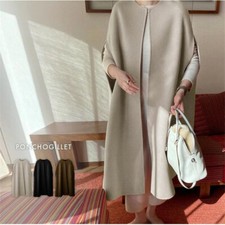 Femme Faux Laine Long Cape Poncho Gilet sans Manche Japonais