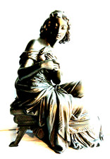 Statue de pendule Napoléon III, en régule: Femme assise sur un tabouret
