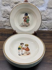 Lot de 3 assiettes creuses anciennes – Moulin des Loups Orchies – Décor enfants