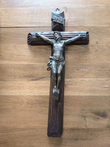 Ancien grand crucifix bois - crucifix,