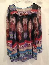 Tunique noire et multicolore polyester non doublé T40 Lulu H (2312015)