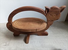 Panière - Corbeille à fruits en bois en forme de chat : L 37cm x l 17cm x H 24cm