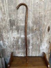 Ancienne Canne Baton De Marche Bois Courbé Foncé Vintage #B731