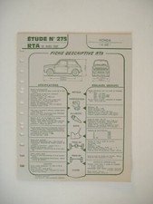 fiche technique RTA n°275 HONDA N 600
