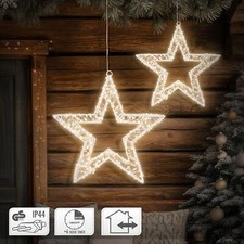 Étoile de Noël LED décoration éclairage lumineuse minuterie  IP44 blanc au choix