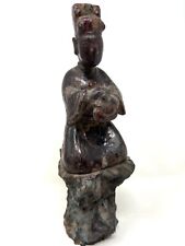 Sculpture Bois Laqué Asie Dignitaire Asian A identifier  Wood