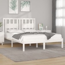 Cadre de Lit Blanc Bois de Pin