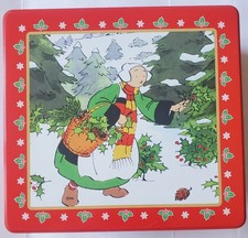 BOX BOITE BECASSINE PUBLICITAIRE VIDE TÔLE EMAILLEE BISCUITS LU JOYEUSES FÊTES