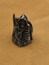 Bague de biker vintage G&S 1986 taille 11 argenté Grande Faucheuse