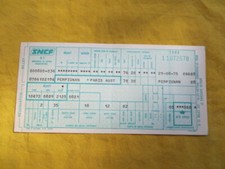 Ancien billet de train SNCF - Perpignan / Paris - 1975