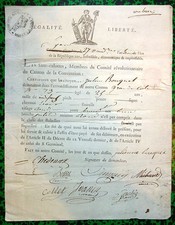 REVOLUTION an III - 1792 - Certificat patriotique délivré par les sans-culottes.