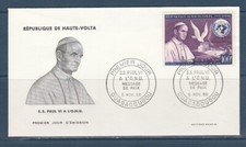 Haute Volta enveloppe 1er jour tableau message de paix du Pape Paul VI  1966