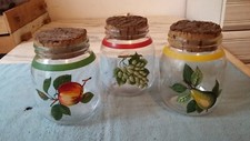 3 ANCIENS POTS VERRE DECORES