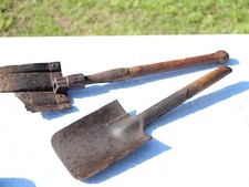 Lot 2 pelles allemandes en l'état droite et pliante Klappspaten 38 - WWII