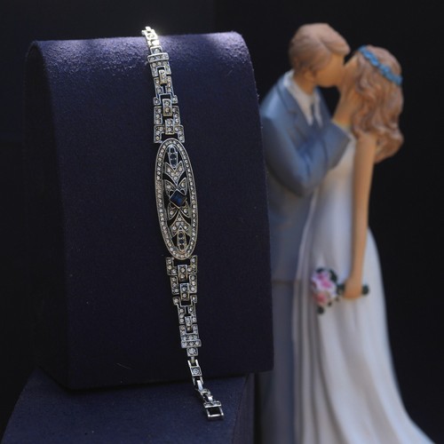 Bracelet argenté art deco - bracelet,