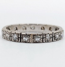 Alliance américaine art deco or blanc 18k et 17 diamant pour 0,51 carats