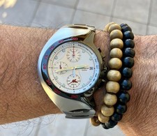 Montre Homme Seiko Asymétrique 7T62-0AM0 Chrono Alarm white dial