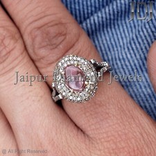 Naturel Tourmaline Pierre Précieuse 925 Argent Sterling Diamant Victorien Bijoux