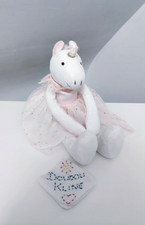 Peluche/Doudou Licorne Blanche Robe Tulle Rose Étoiles Dorées Or 30cm - Bouchara