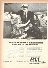 PAA PAN-AM AIRLINES AMÉRICAIN Publicité 1 Page 1955 Clipper Capitaine