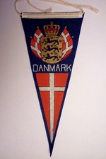 Fanion ancien DRAPEAU ET BLASON DU DANEMARK Scandinavie - vintage - en feutrine