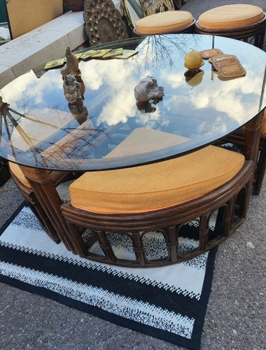 Salon rotin vintage - , table