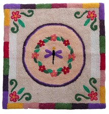 Tapis contemporain ORA 99x102cm laine 2021 France fait main Hooked unique