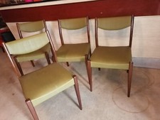 4 belles chaises style scandinave 1960 50 Skaï bois foncé teck ou  palissandre  