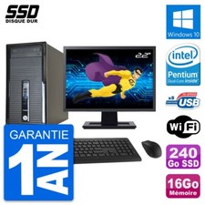 PC Tour HP 400 G1 Ecran 22" Intel G3220 RAM 16Go SSD 240Go Windows 10 Wifi