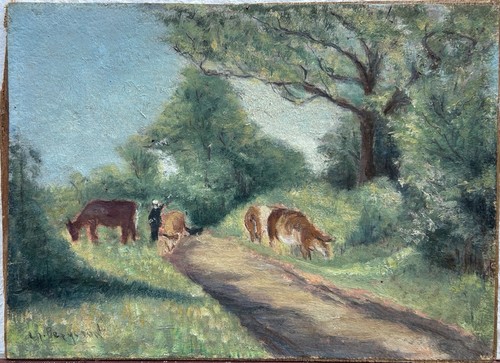 Original antique oil painting - antique,