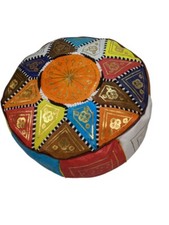 Édition Spéciale Fait à la Main Marocain Cuir Pouf - Multicolore