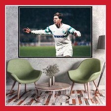 TOILE IMPRIMEE CHRIS WADDLE LEGENDE POSTER PHOTO 1991 MAILLOT MARSEILLE OM FOOT