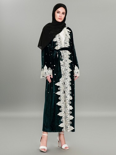 Robe velours longue - , vert