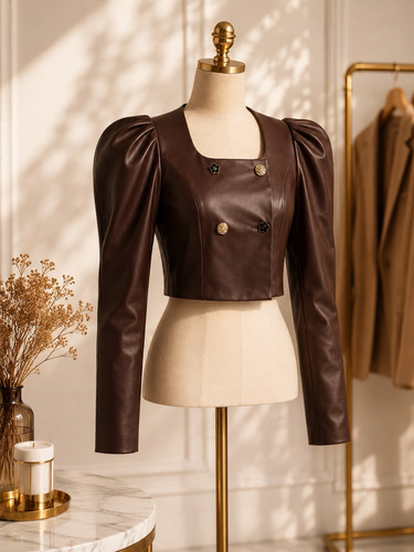 Blazer court marron - blazer, femme